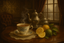 a painting of classic earl grey tea with bergamot in London during the victoria era