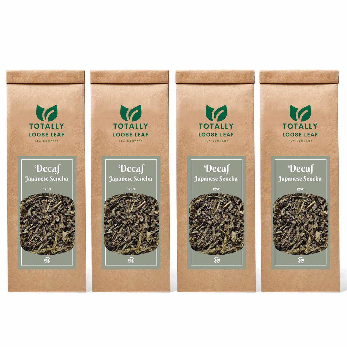 Decaf Japanese Sencha Green Loose Leaf Tea - four pouches