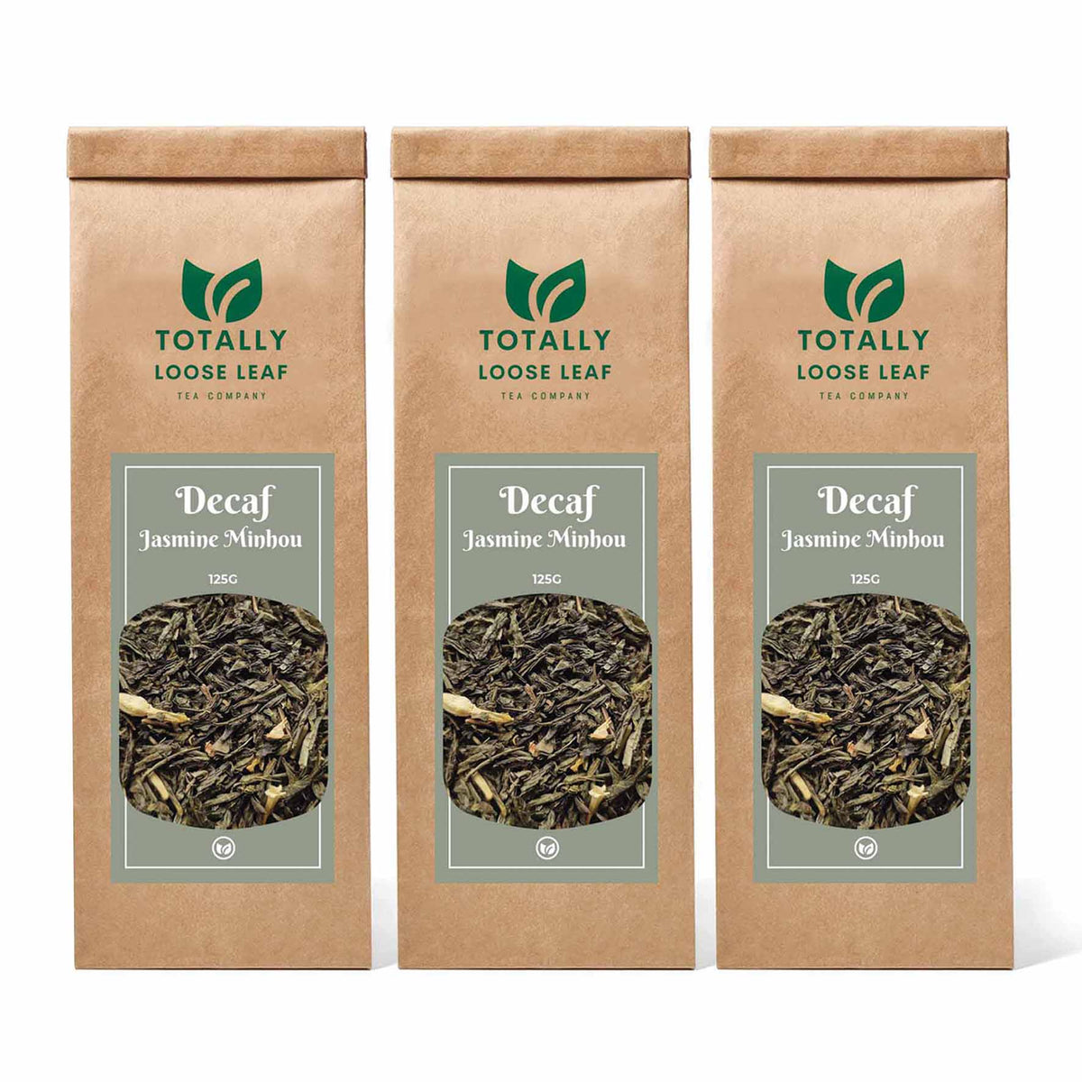 Decaf Jasmine Minhou Green Loose Leaf Tea - three pouches