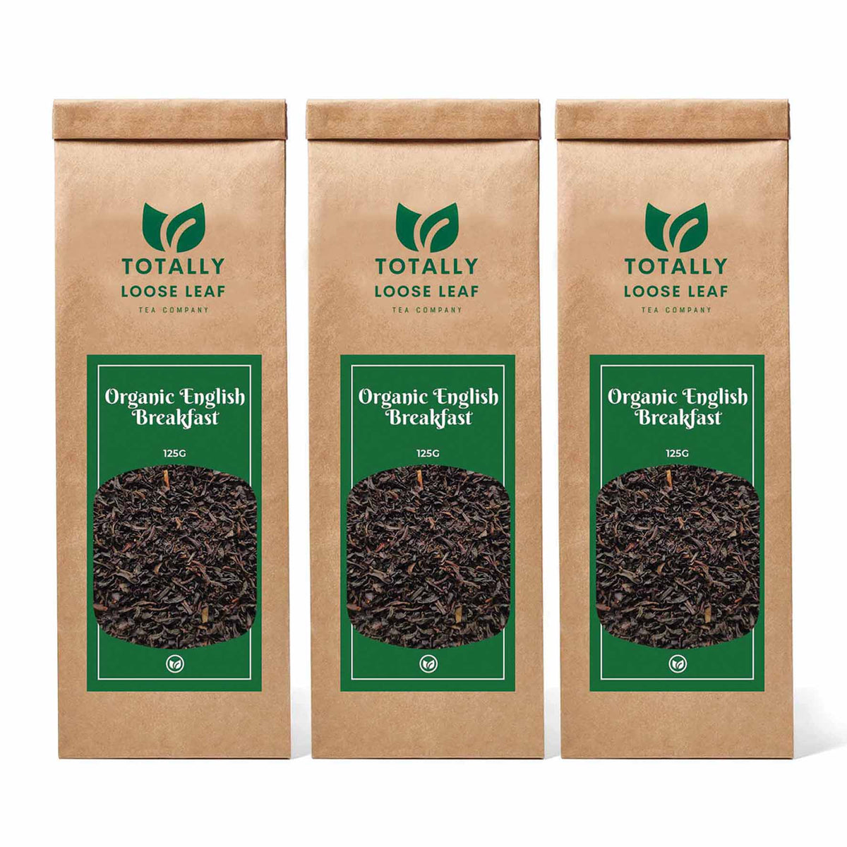 Organic English Breakfast Loose Leaf Tea - three pouches